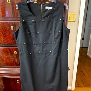 Black sheath Calvin Klein dress w/ gold studs